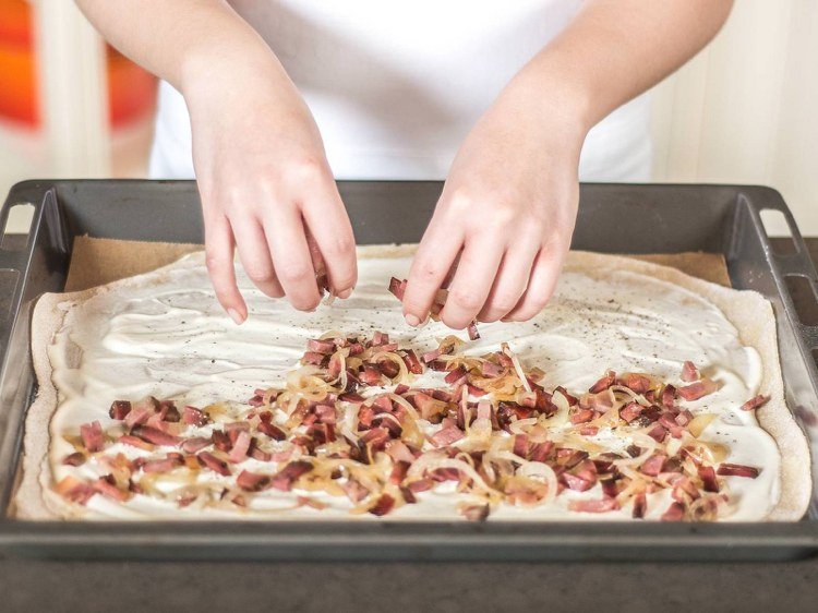 Recepty na cesto z tarte flambée Recepty na cesto Flammkuchen-originál-francúzsko-slanina