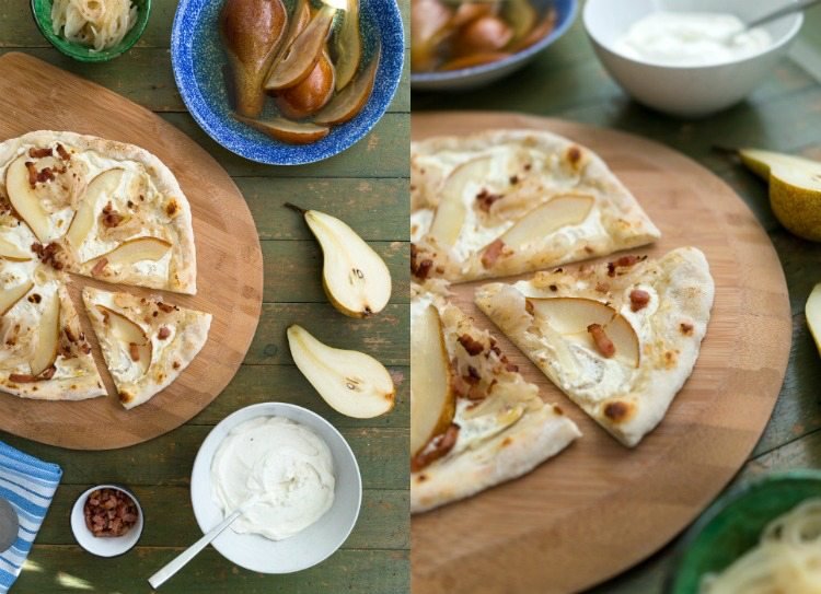 tarte flambée-cesto-recepty-poleva-hruška-slanina