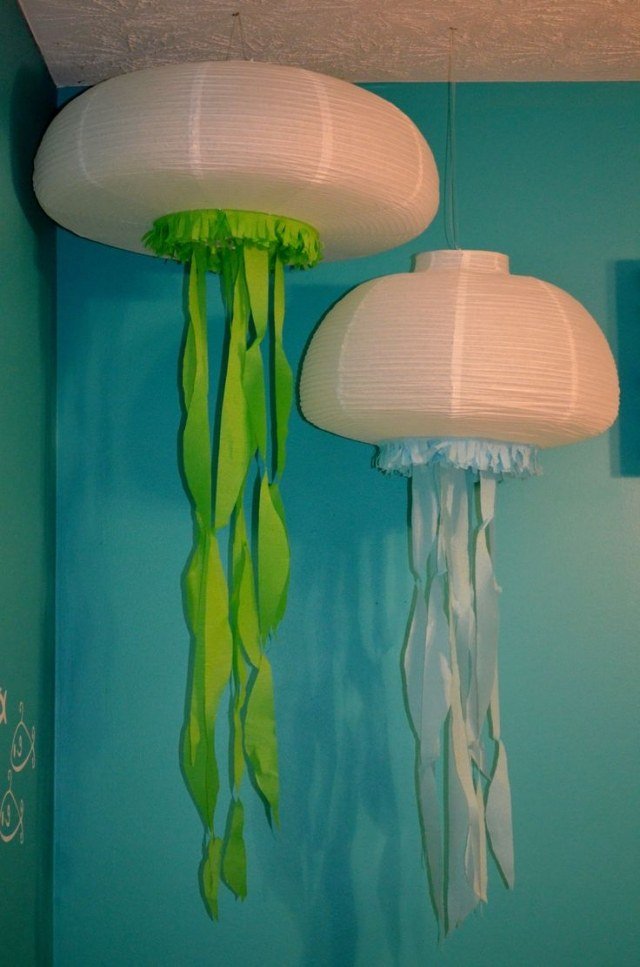 detská izba-dievča-morská panna-dekorácia-papier-lampa-medúza