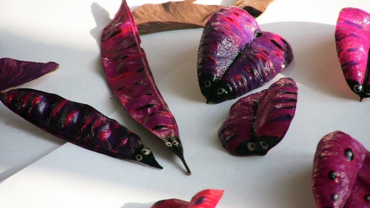 Návod na ručné práce-jeseň-deti-hmyz-drotár-fialka-ružová-vtipné-kreatívne nápady