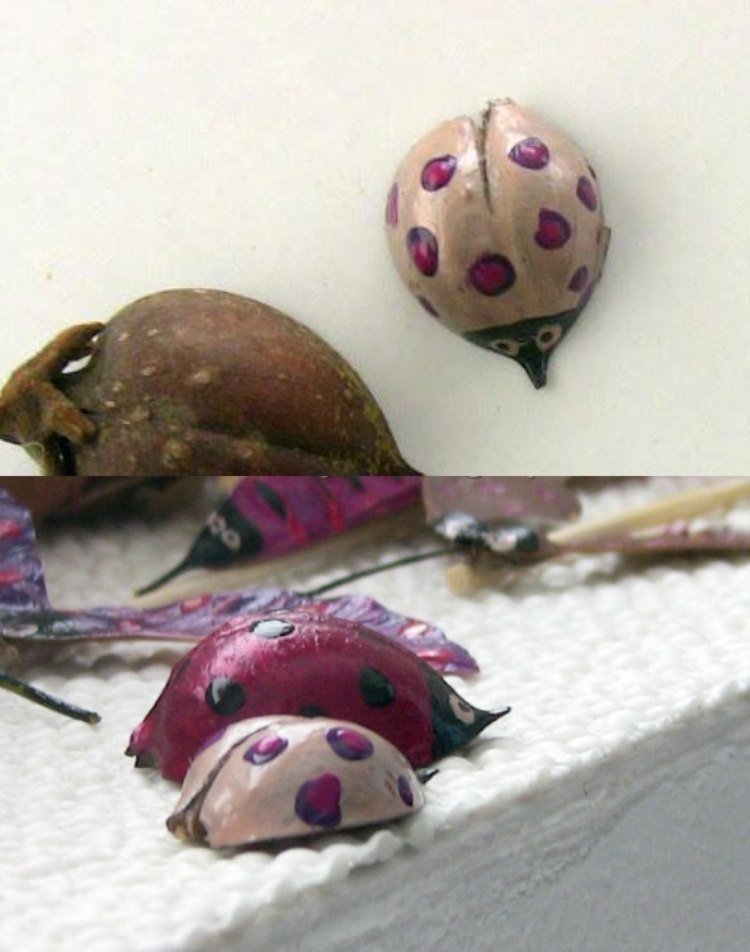 Návody na výrobu-jeseň-deti-hmyz-drotárstvo-orechové škrupiny-chrobák