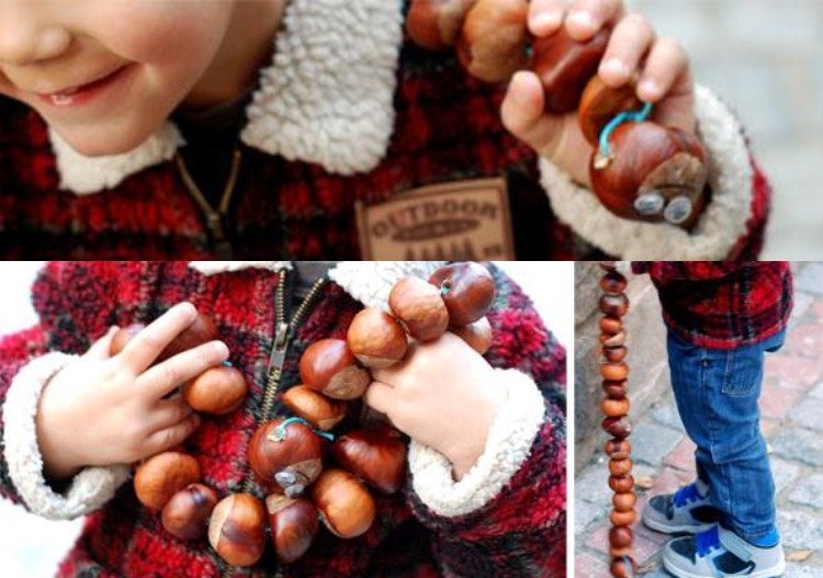 Návody na výrobu-jeseň-deti-drotárstvo-gaštan-húsenica-veniec-bunda-batoľa-nápad