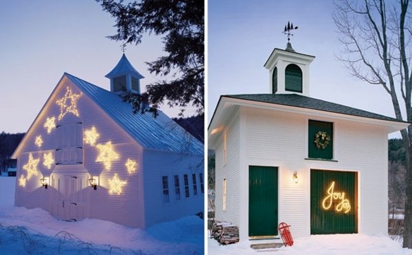 Fasáda domu zdobiaca fasádu víly svetlá hviezdy Fasádne víly svetlá hviezdy písmo sviatočná nálada