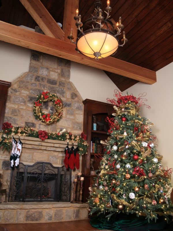 Komínová girlanda z jedľového stromu Glitzwelt Jedľa komínová girlanda záves kamenný múr