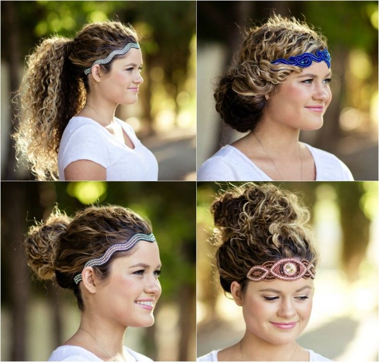 Na kučeravé vlasy si vyberte chvost, drdol alebo chignon Účesy pre prírodné kučery dlhé-nápady-čelenka-doplnky-chvost-drdol-chignon