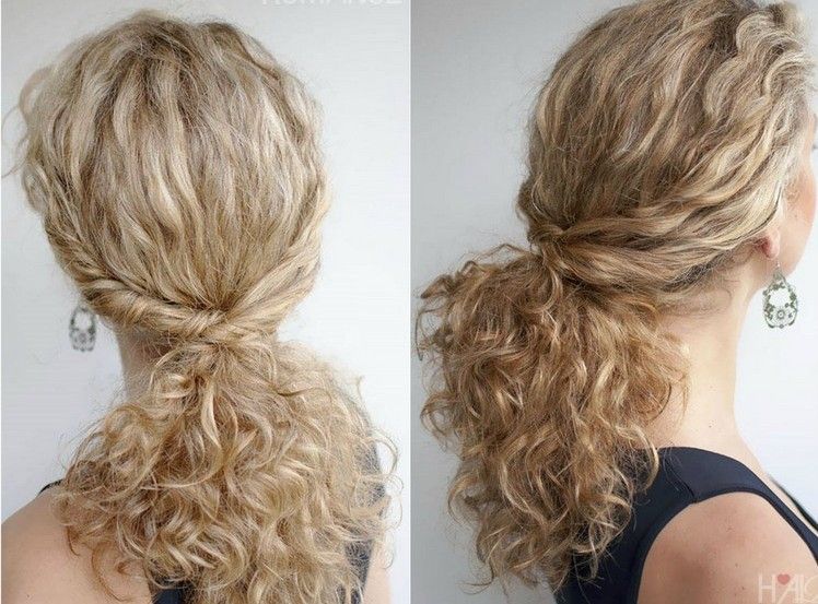 Kučeravé vlasy po plecia zopnite do chvosta Účesy pre prírodné kudrlinky si urobte sami-každodenný-rýchly-chvost