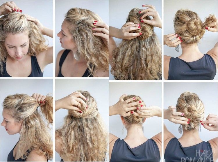 Updo s dvoma buchtami - návod účesy-prírodné-kučery-urobte si-dvojitý-drdol-slávnostné-návody