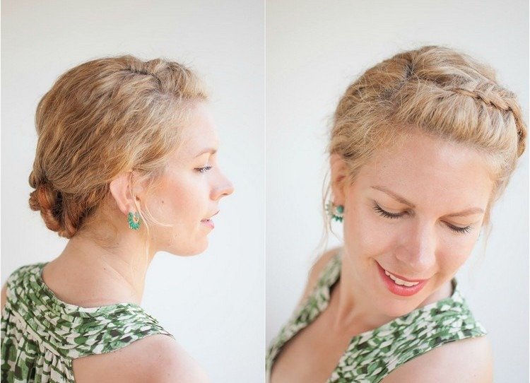 Kučeravé vlasy zopnite do chignonu bočným copom vrkoč-účesy-prírodné-kučery-urob si-chignon-nízky