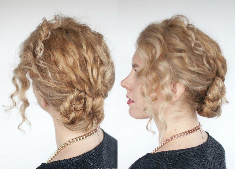 účesy-kučeravé vlasy-urob si sám-malý-zapletaný-drdol