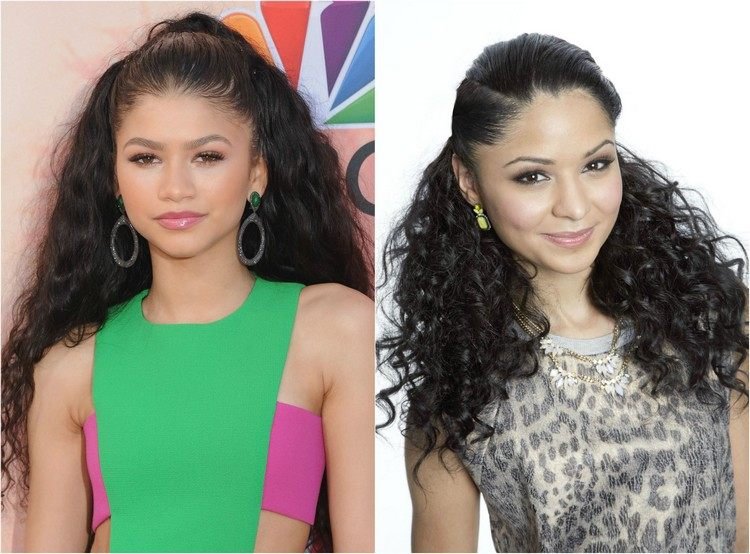 polootvorený účes s hladkou prednou stranou a kučeravými dĺžkami účesy-prírodné-kučery-napoly otvorené-dlhé vlasy