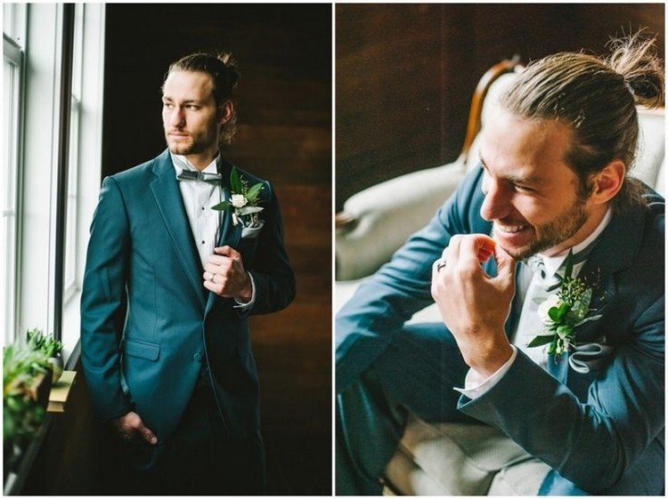 ženích-účes-nápady-dlhé vlasy-topknot-späť