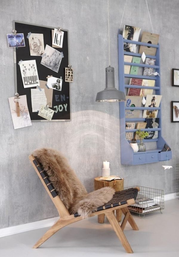 Drevené kreslo-kožušinový strop moderná bytová polička