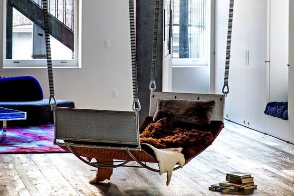 Hojdačka do interiéru Moderná kožušinová deka Čokoládovo hnedé mäkké čalúnenie