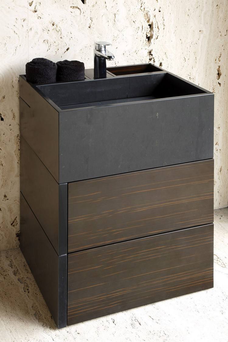 umývadlo do kúpelne, voľne stojace, čierne, tmavé drevo, CUBE-BLACK, fabio-Teixeira-Sergio-Costa