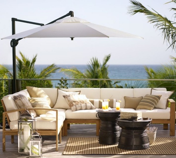 dizajn slnečníka rustikálne prvky zaujímavý vzhľad biely