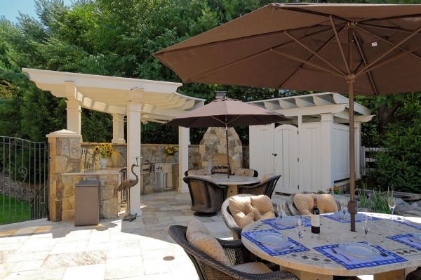 nápady na dizajn slnečníka vonkajší priestor priestranný krásny