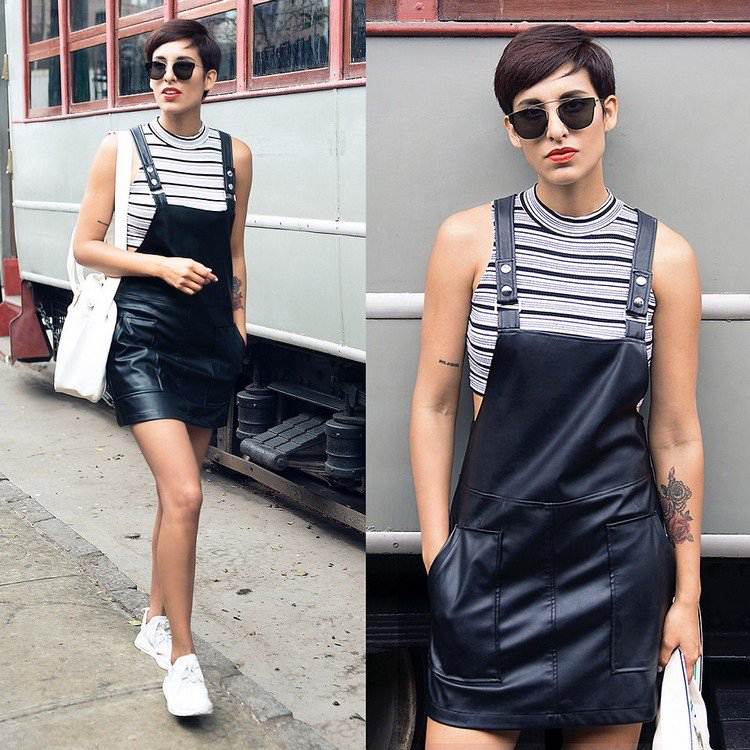 Biela sukňa Adidas NMD s koženým vzhľadom na trakoch