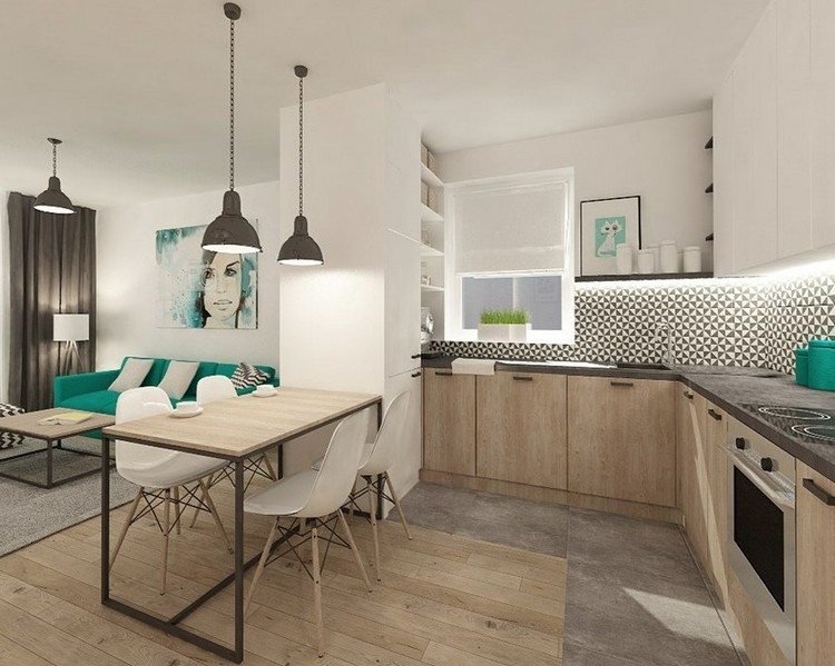 Moderné kuchyne v dubových čelách-sivá-pracovná doska-tvar L