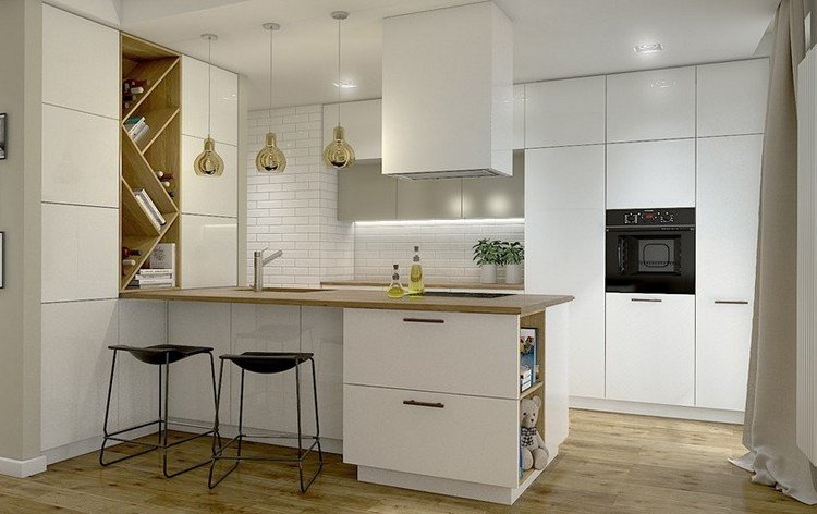 moderné-kuchyne-dub-dosky, police-biele-fronty