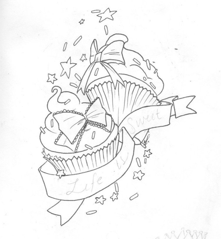 tetovacie šablóny-motív-cupcakes-hviezdičky-stužky