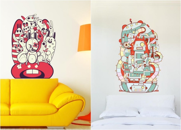 chladné obtisky na stenu-miestnosť pre mládež-abstraktné-graffiti-vzhľad