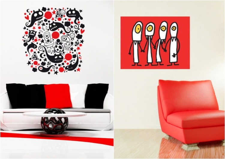 chladná stena-tetovanie-miestnosť pre mládež-červeno-čierno-biela