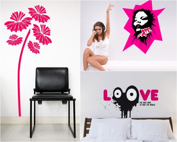 cool-wall-tetovanie-miestnosť pre mládež-dievča-ružovo-čierna