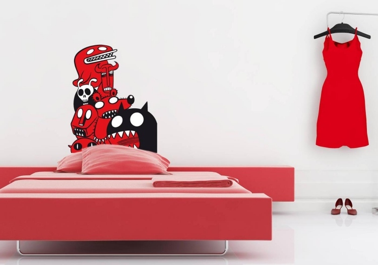 cool-wall-tattoos-young-room-monsters-red-black-alberto-corradi