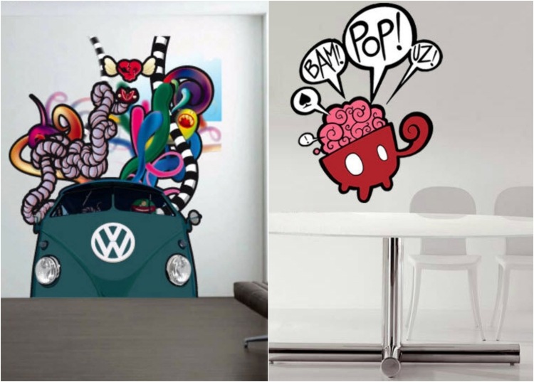 chladné nálepky na stenu-miestnosť pre deti-graffiti-vzhľad-farebné