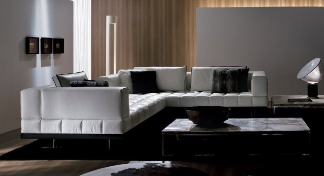 rohová sedačka moderná šikmá biela INSULA Luca Scacchetti mariani