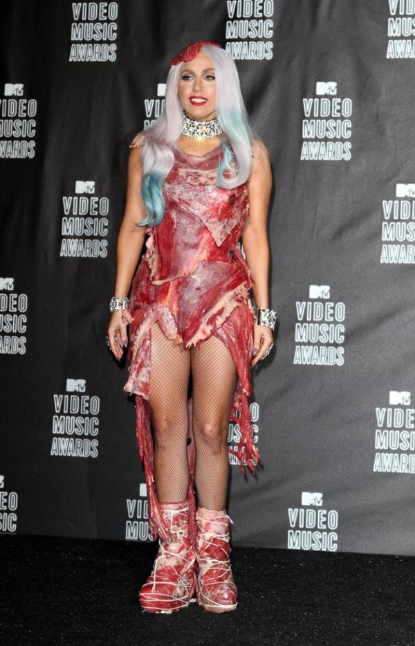 Halloween kostým Lady Gaga-outfity šaty vyrobené z pravého mäsa