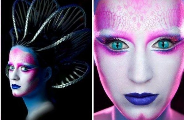 mimozemské stvorenie-Katy Perry-nápady na make-up Halloweenske kostýmy
