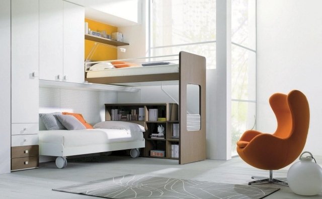 Poschodová posteľ detská izba-drevená izba pre súrodencov