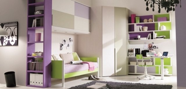 rohová skrinka ovečka pohovka zelený policový systém nápady pre dievčatá