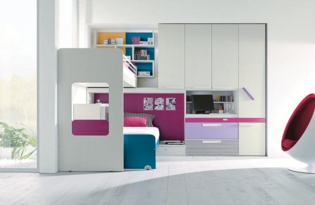 dievčenská izba moderný nábytok šatníková skriňa-postele úložné priestory