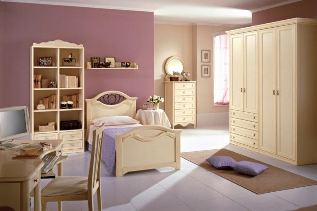 drevený nábytok na stôl do dievčenskej izby so skrinkou z drevenej stoličky so zásuvkami