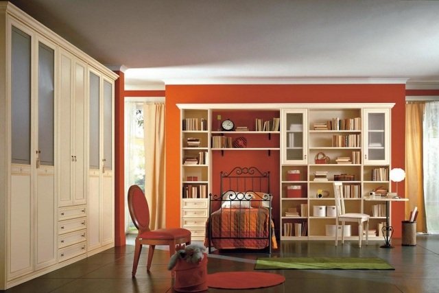 dospievajúce dievčatá izba zelený koberec kovový rám posteľ pre dievčatá