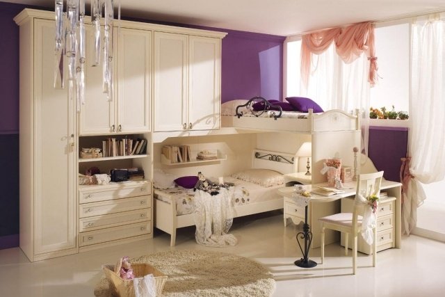 romantický vkus nápady pre mládežnícke miestnosti závesy, stolný šatník, koberec