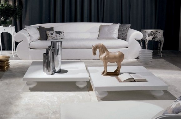 dizajnové konferenčné stolíky biele obdĺžnikové nízke