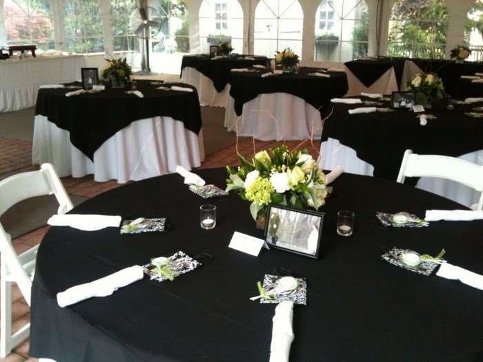 svadobné-stoly-čierno-biele-deko-okrúhle-stoly-obrus