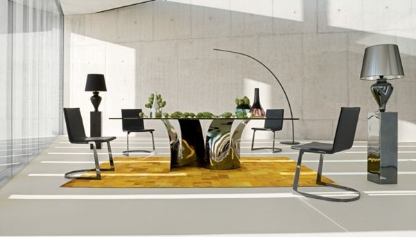 Dizajn jedálne kovový jedálenský stôl konzolový čierny