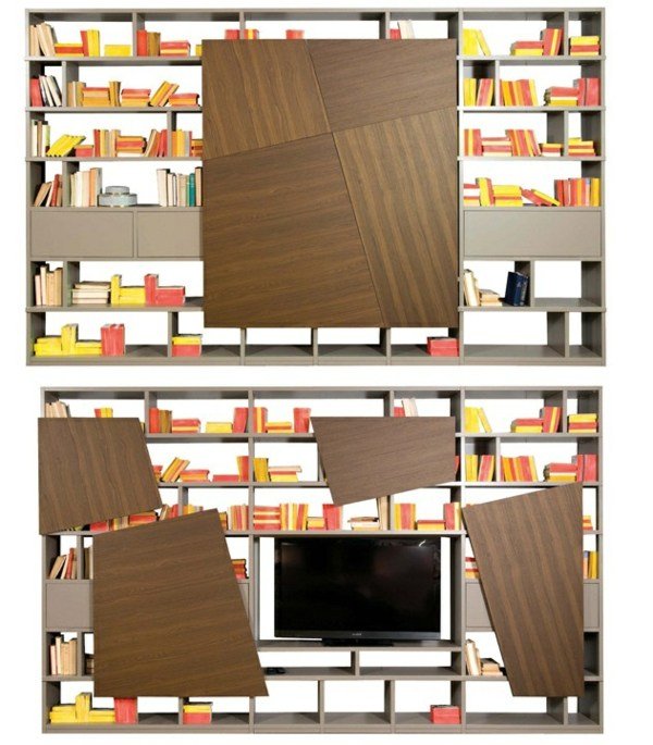 moderný nástenný systém zaujímavých farieb