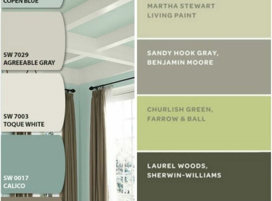 47 farieb, nápady na steny, zelená a sivá paleta farieb Šedo-zelená paleta farieb