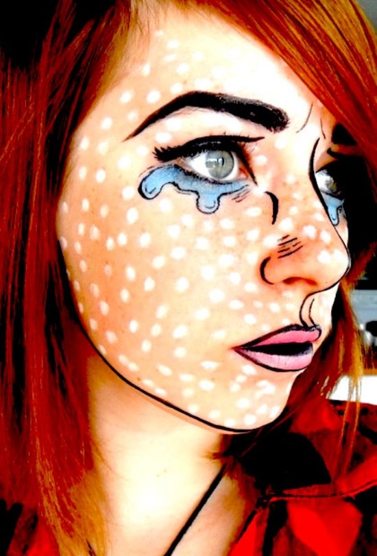popartový štýl halloween líčiť nápady ženy nápady halloweenskeho líčenia pre ženy v štýle popart