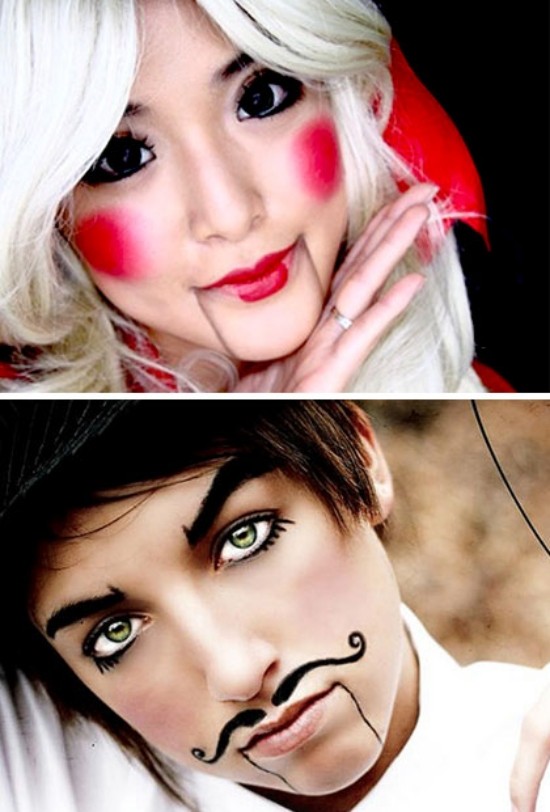 bábiky halloween make -up tipy nápady ženy muži bábiky Halloween tipy na make -up nápady pre ženy a mužov