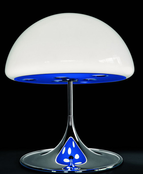 stolná lampa mico martinelliluce tienidlo na huby biela chrómová lampa stolná lampa martinelliluce mico chrómová základňa v tvare hríbika