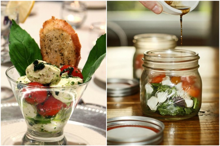 Paradajkový mozzarellový šalát podávajte v pohári