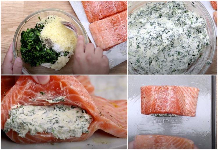 Nízkosacharidový losos so špenátom a smotanovým syrom