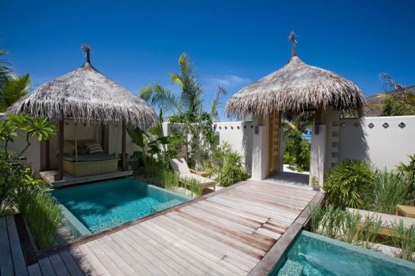 Pavilóny LUX Maldivy bazény vegetácie LUX Maledivy pavilóny vegetácia malé bazény