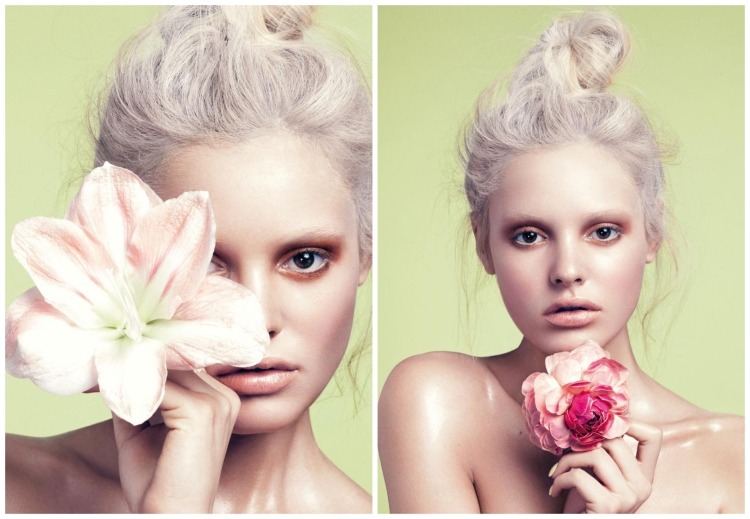 bronzové očné tiene a rúž jarný make-up-nahé pery-bronzové-farebné-očné tiene